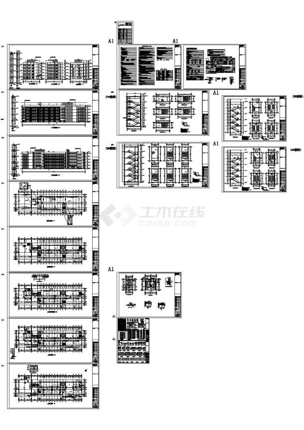 南京某框架结构五层办公楼全套设计图，含给排水设计施工说明-图二