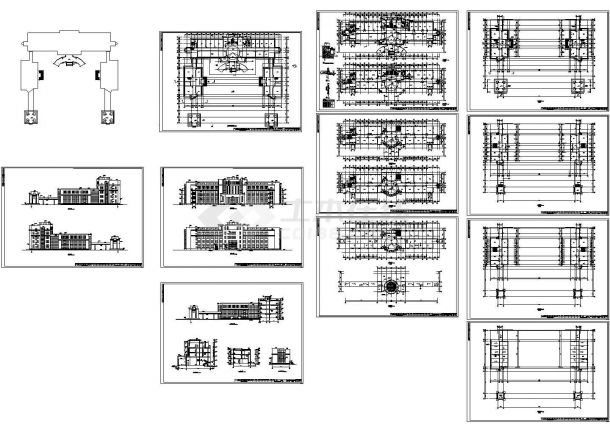 海亮集团海亮社区7720㎡五层框架结构办公楼设计cad全套建筑施工图（含设计说明）-图二
