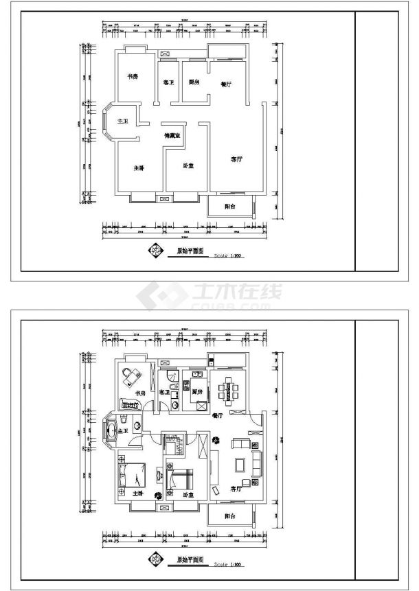 阳光城户型2户型建筑设计CAD方案图-图一