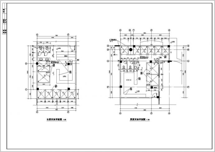 社区中心泳池更衣室建筑设计CAD方案图_图1