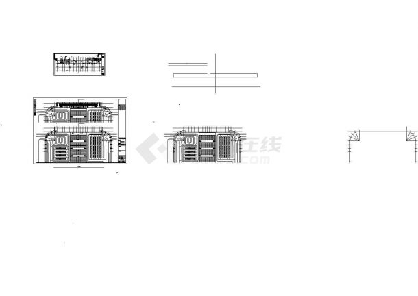 [湖南]三层古典风格市级中型火车站建筑施工图，33张图纸-图二