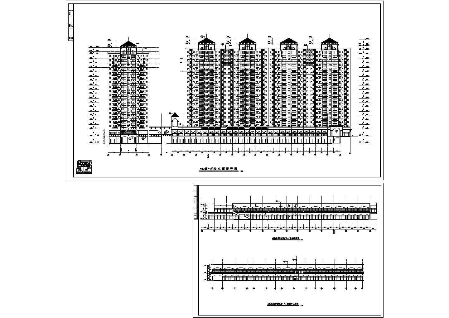 南方某高层住宅小区A栋立面建筑设计CAD方案图