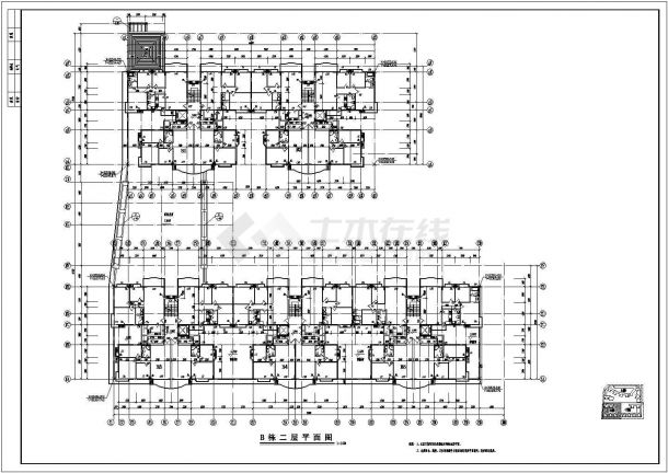 南方某高层住宅小区B栋2层建筑设计CAD方案图-图一