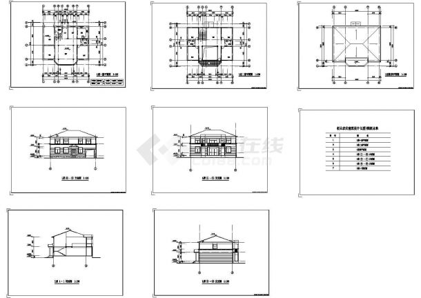 某L型二层现代风格别墅建筑施工CAD图纸设计（8张图纸）-图一