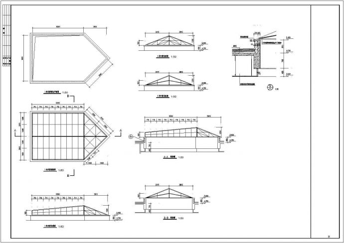 某小区业主会所天窗建筑设计CAD方案图_图1