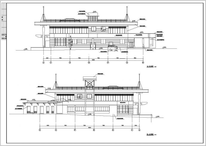 某小区业主会所H-A立面建筑设计CAD方案图_图1