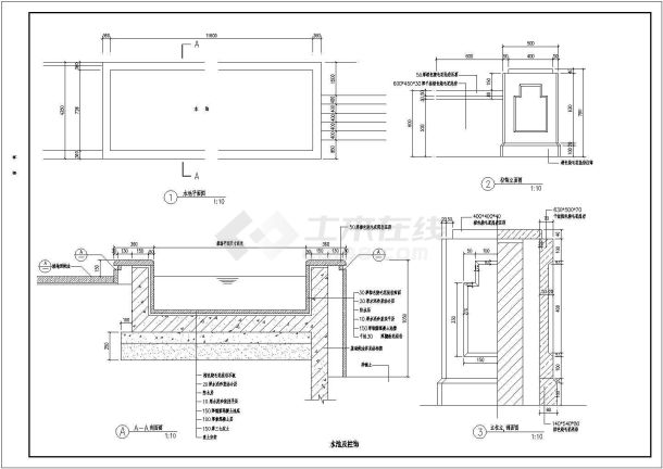 某精致方形水池施工CAD参考图-图一