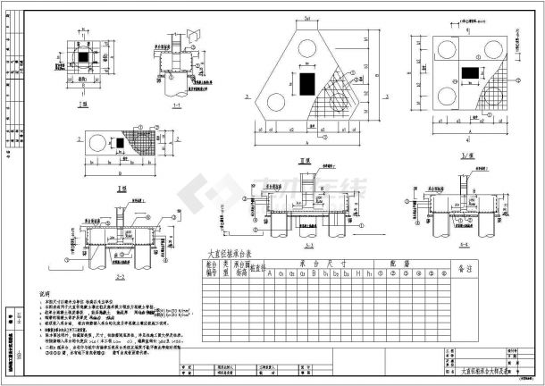 某大口径桩承台大样及表节点构造详图-图一