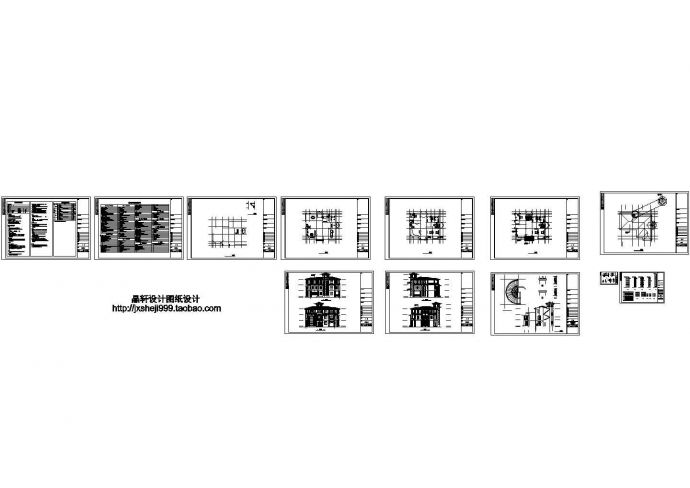 欧式三层坡屋顶独栋别墅庭院建筑施工图设计_图1