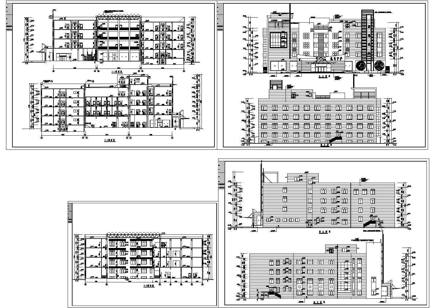 某宾馆建筑立面剖面设计图