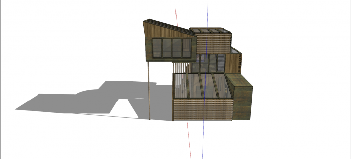 玻璃顶三层木屋su模型_图1