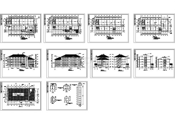 [重庆]中西式小学四层教学楼建筑方案CAD图-图一