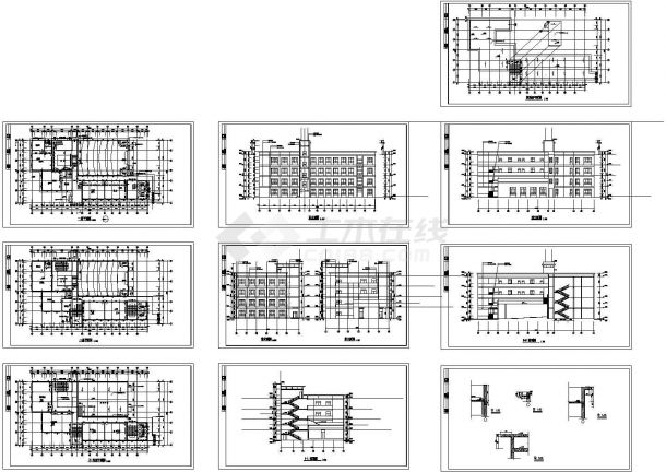 某中学四层教学综合楼建筑方案CAD图-图一