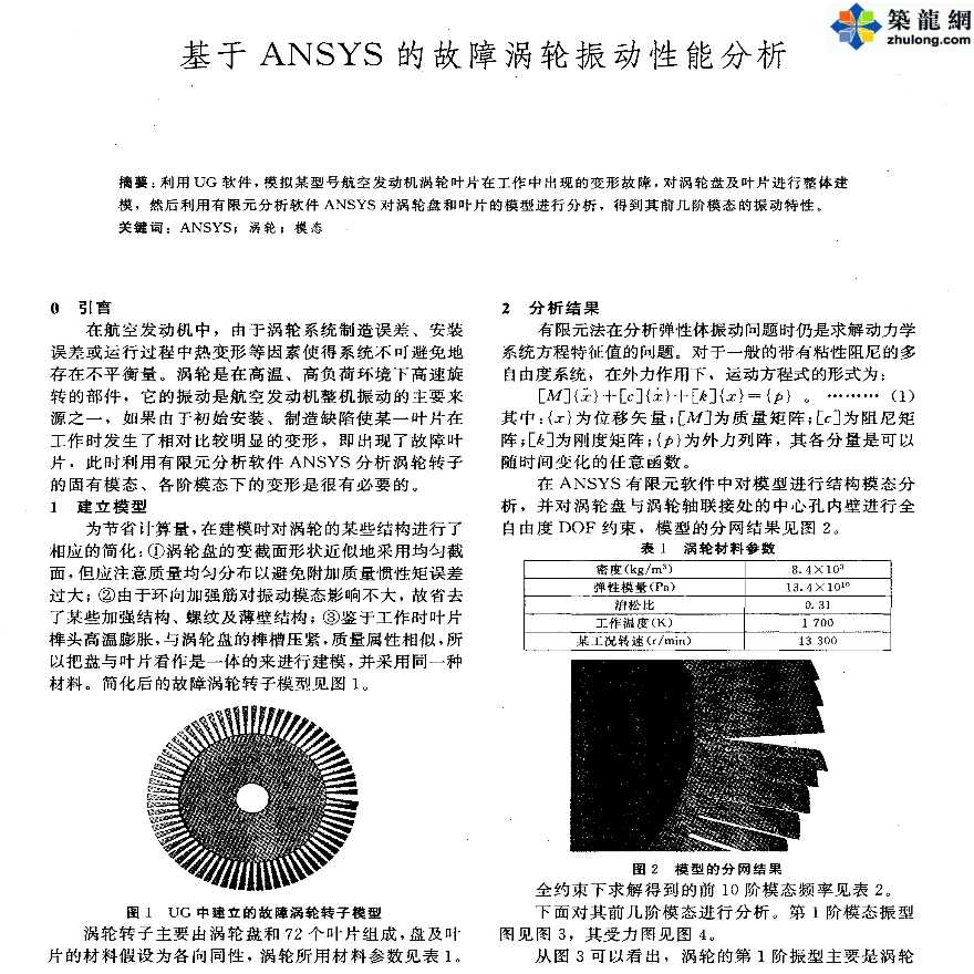 ANSYS软件应用之故障涡轮振动性能分析-图一