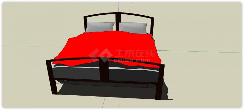圆弧镂空床头板双人床su模型-图二