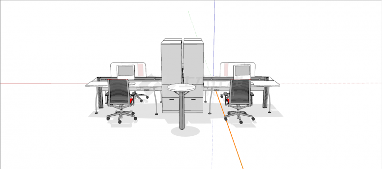 中纤板材质办公桌su模型-图二