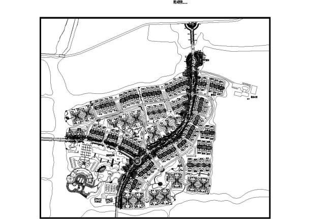 世界名人城别墅区环境设计道路绿化设计cad施工图-图一