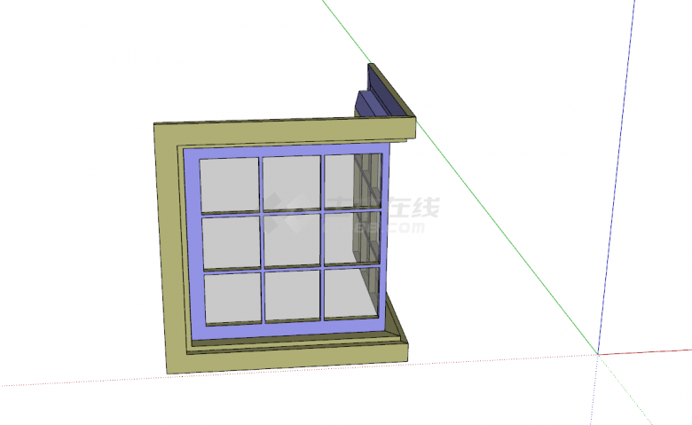 现代折角的正方形窗户su模型-图一