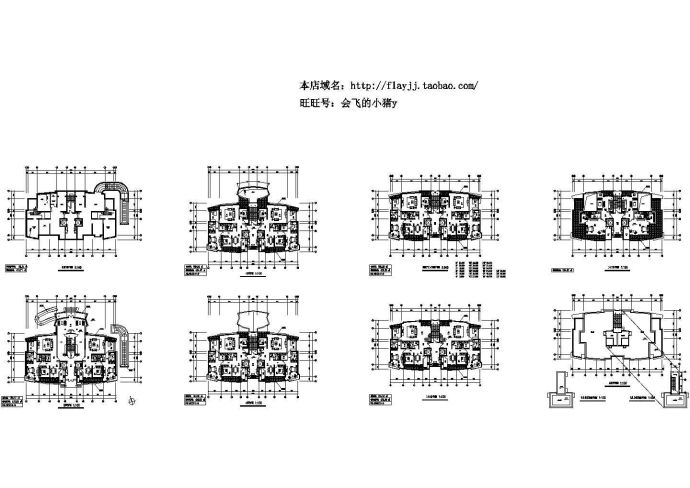 26层1楼梯2电梯2户三室二厅一书房户型住宅楼设计图_图1