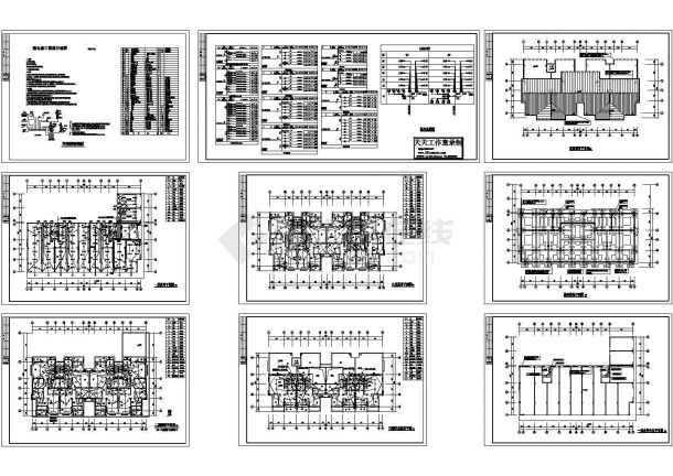 六层住宅楼电气施工cad图(带跃层照明图，共九张)-图一