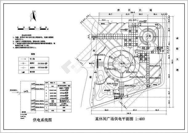 某休闲广场道路建设施工平面图-图一