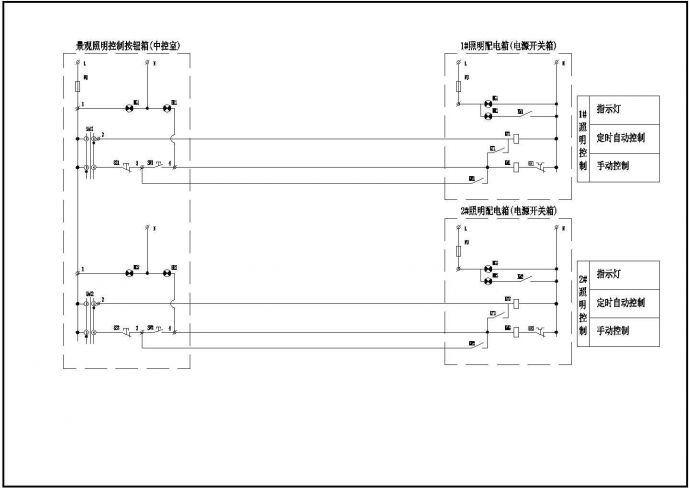 景观照明配电箱控制接线原理图，包含原理图_图1