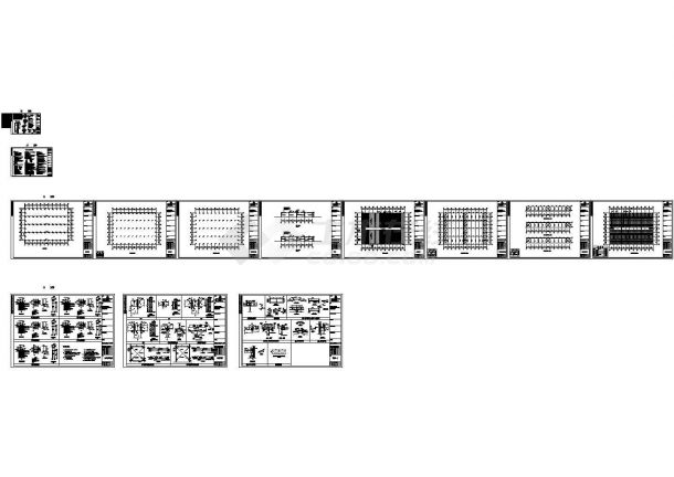 某跨度64米单层四跨门式钢结构厂房结构设计图纸 （CAD，16张图纸）-图一