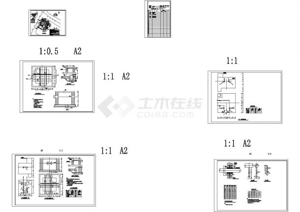 实业总公司办公楼热力管网工程设计施工cad图纸，共六张-图一