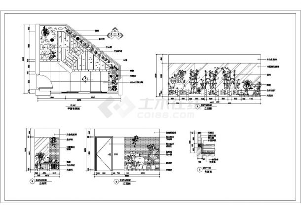 某别墅屋顶阳台绿化设计图 （CAD，1张图纸）-图一