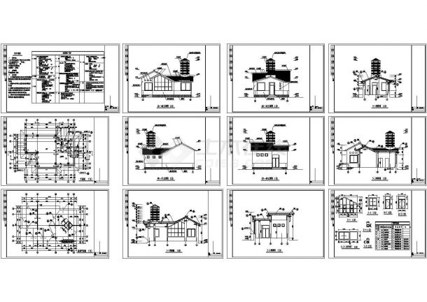 某65㎡单层框架结构大门建筑设计图纸 （CAD，12张图纸）-图一