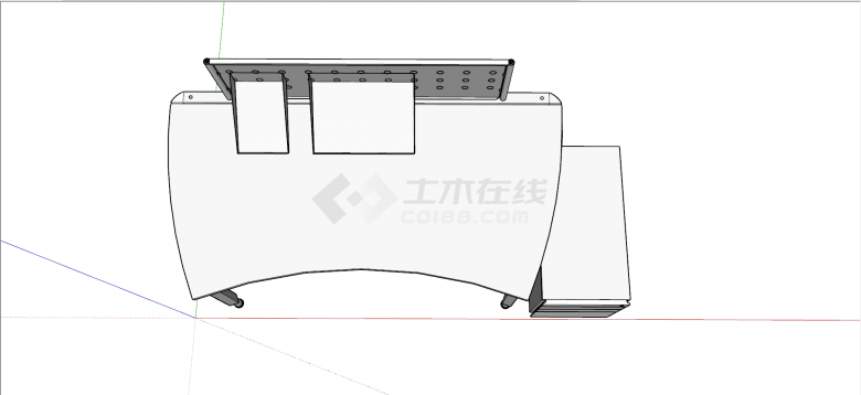 单人人造板材质办公桌su模型-图二
