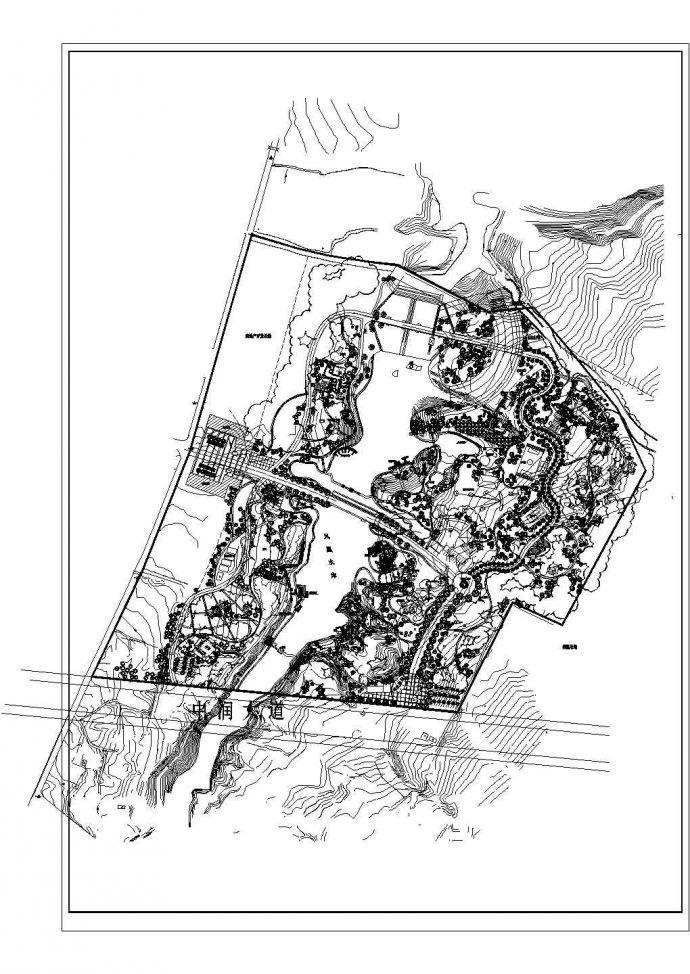 公园景观CAD建筑施工规划平面布置图_图1