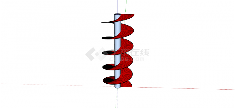 红色螺旋式楼梯su模型-图二