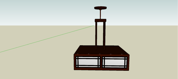 中式方形木质外观吊灯su模型_图1