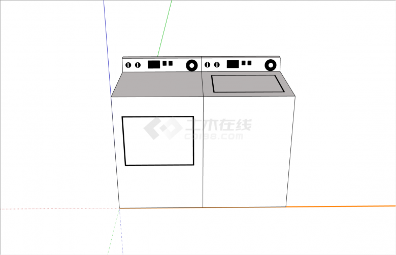 现代双桶洗衣机电器su模型-图一