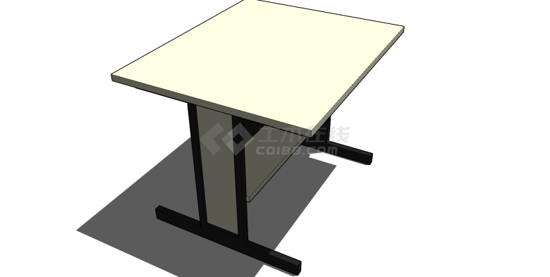 办公桌矩形白色桌面su模型-图二