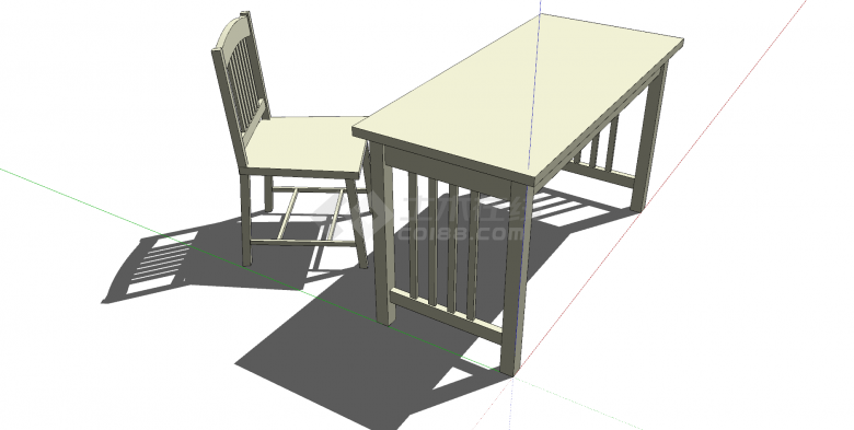 办公桌白色桌椅组合su模型-图二