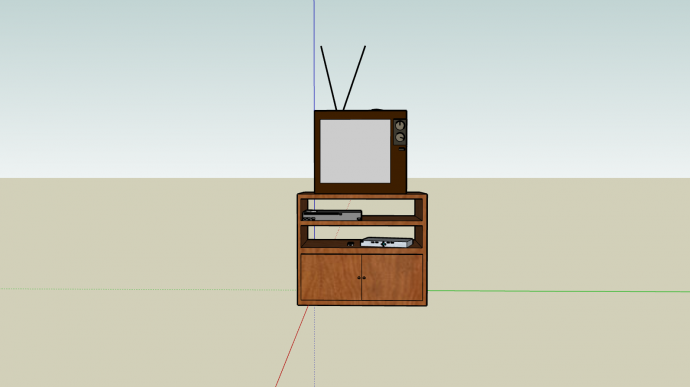 家用老式电视柜组合su模型_图1