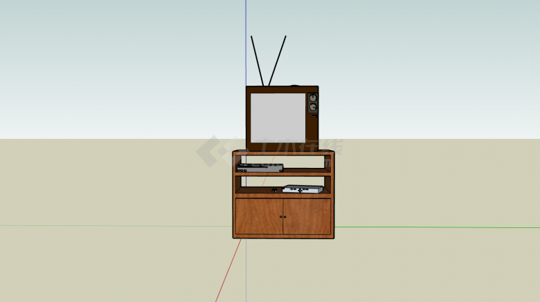 家用老式电视柜组合su模型-图一