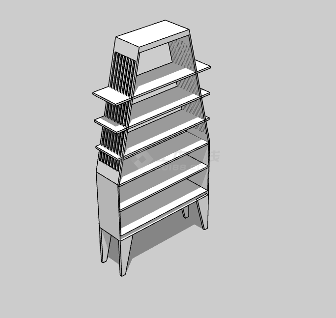 带有六层白色的敞开式的书柜su模型-图一