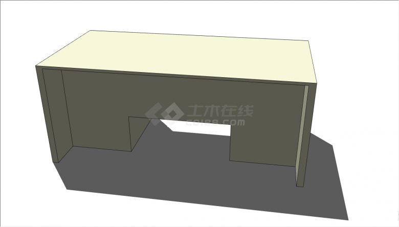 一张白色的长方形的办公桌su模型-图一