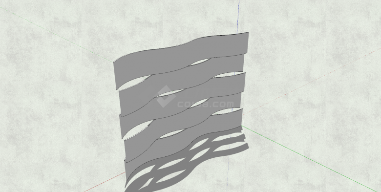 异形建筑细部灰色波浪造型su模型-图二
