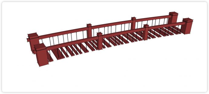 木结构铁链行人桥梁su模型_图1