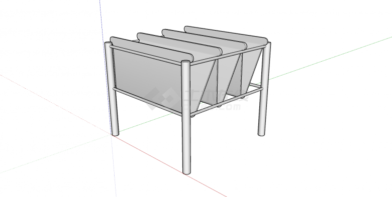 桌椅老su模型灰色折叠桌-图一