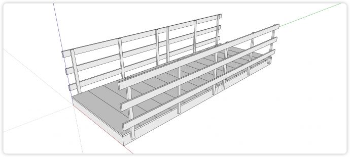 三横线木板围栏横板桥面木桥su模型_图1