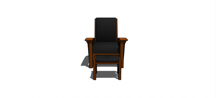 黑色布艺木架椅凳老su模型_图1