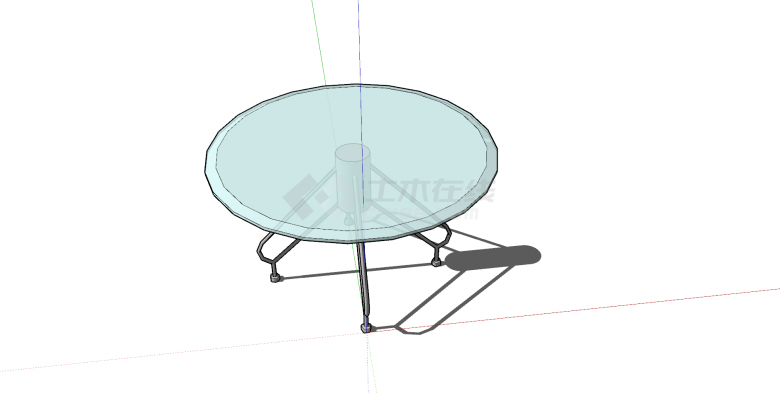 桌椅老su模型圆形玻璃桌面-图一
