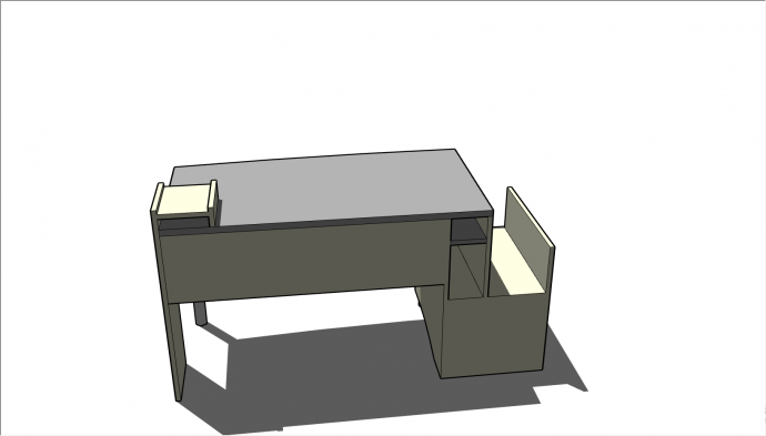 一张简洁灰白色相间的 电脑桌su模型_图1