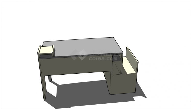 一张简洁灰白色相间的 电脑桌su模型-图一