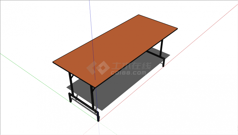 一张长条形橘色表面的桌子su模型-图二